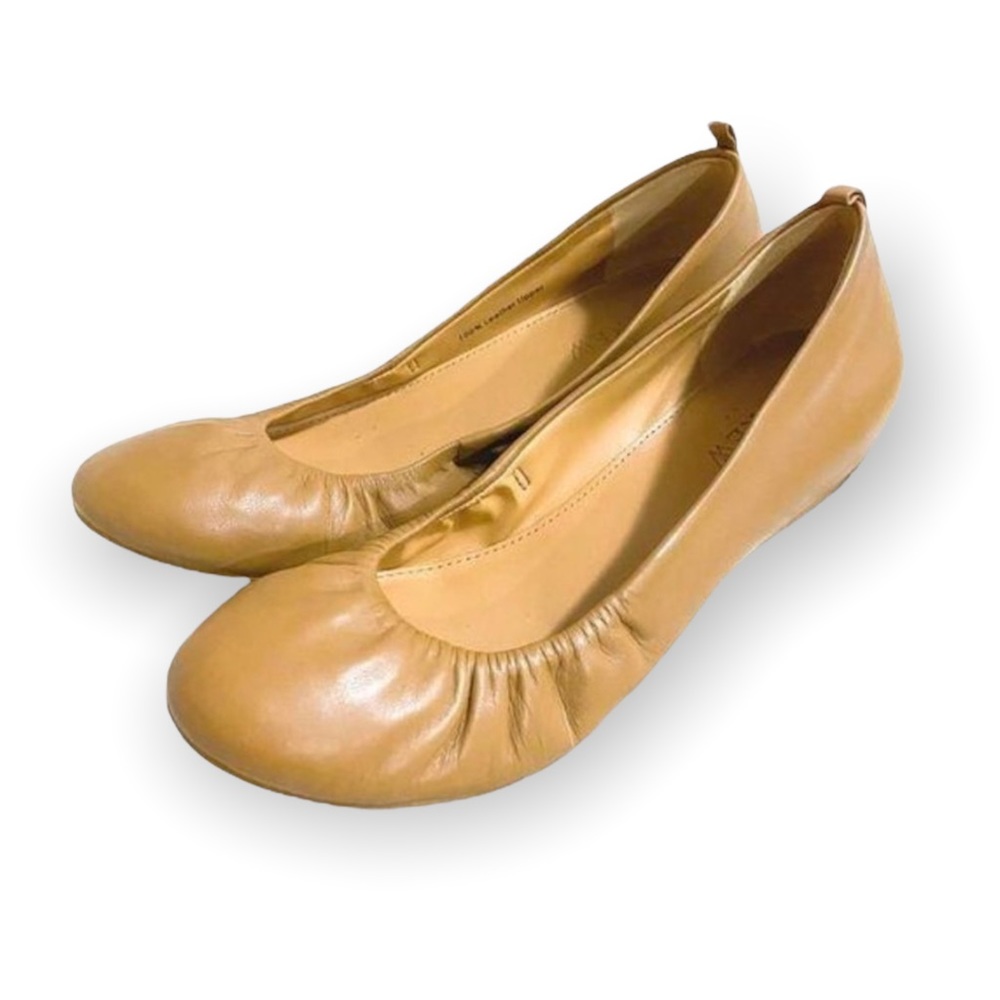 J. Crew Factory Anya Camel Leather Ballet Flats, 7